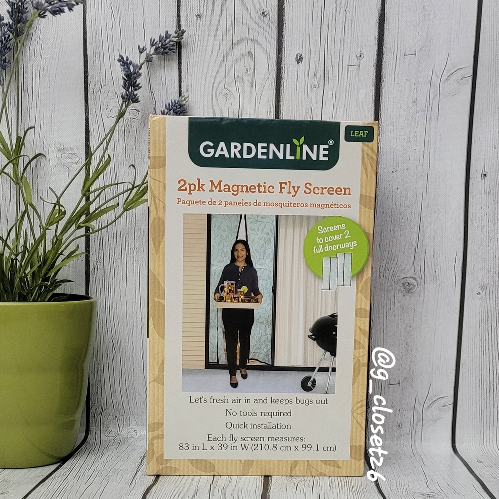 GARDENLINE 2pk Magnetic Fly Screen in Leaf Green